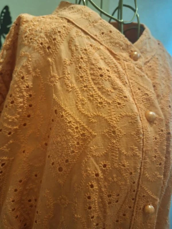 Vestido largo naranja y bordados ingleses (100% algodón) – photo 2